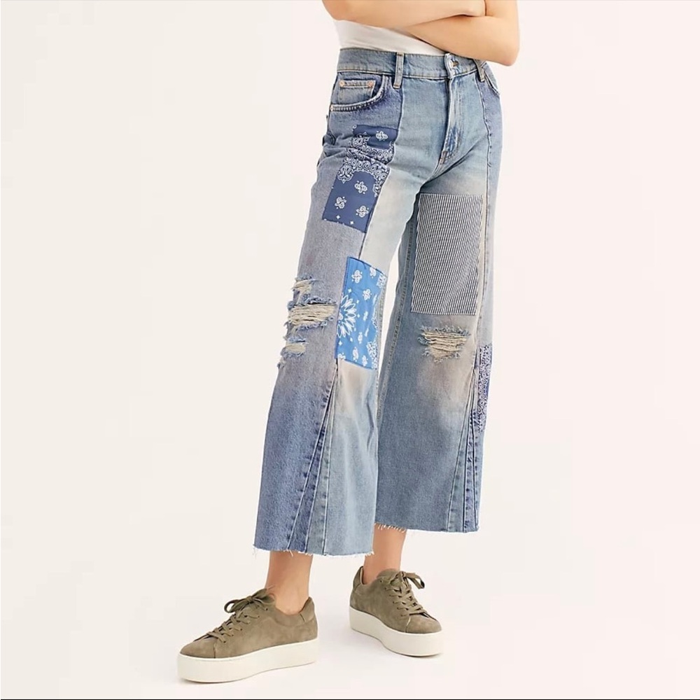 Free People Patchwork Jeans